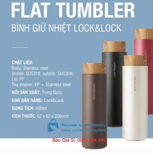 Bình Giữ Nhiệt LockLock 400ml LHC4227 Flat Nắp Gỗ 0002
