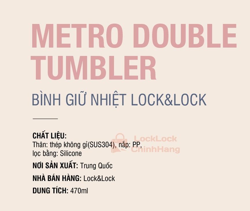 Bình giữ nhiệt Lock&Lock 470ml Metro Double LHC4202 Có Quai Xách 9 Bình giữ nhiệt Lock&Lock 470ml Metro Double LHC4202 Có Quai Xách 7