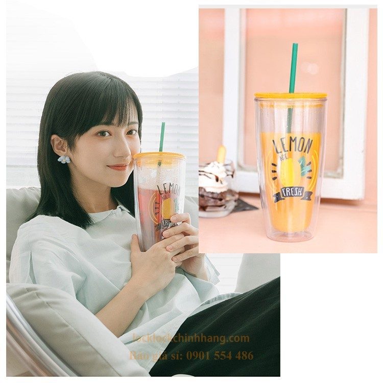 Ly Nhựa Lock&Lock 750ml HAP507YEL Có Ống Hút 5