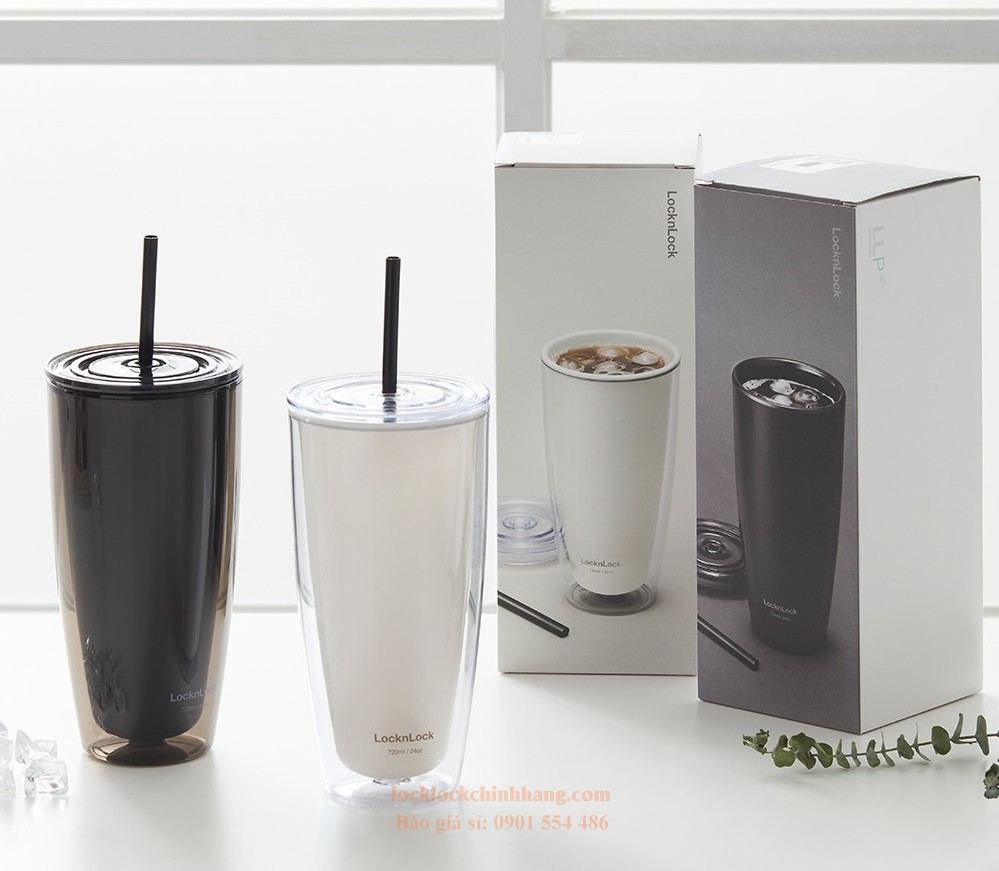 Ly Nhựa Lock&Lock 750ml 2 Lớp Kèm Ống Hút HAP507 1