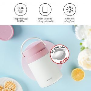 Bộ hộp cơm giữ nhiệt đựng thức ăn kèm muỗng Lock&Lock Handle Food Jar 700ml - LHC8042 (2 màu) 3 2f9bb2034e79bded300b47e43c04529d