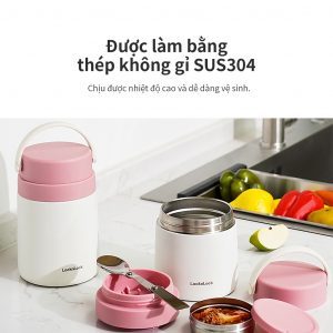 Bộ hộp cơm giữ nhiệt đựng thức ăn kèm muỗng Lock&Lock Handle Food Jar 700ml - LHC8042 (2 màu) 4 78235c68b4fa037389e95b854be18aa7