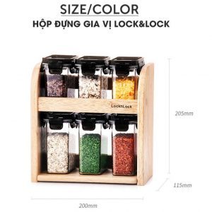Hộp đựng gia vị Lock&Lock Modular 6 chiếc180ml*3+250ml*3 giá gỗ - Màu nâu - HTE571S6 4 a2669fda016572cb15ef36f67d0de3aa