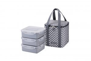 HPL856CD-HCM – Bộ túi hộp cơm Lock&Lock 3P (HPL856*2, HPL856C*1, Lunch Bag*1)- Màu xám đậm