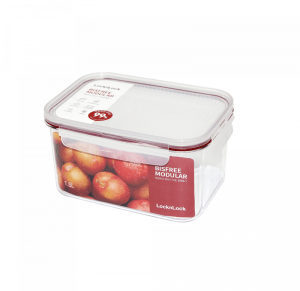 LBF405RED-Hộp bảo quản thực phẩm nhựa Bisfree Modular-LOCK&LOCK-1.5L-trong suốt-Silicone màu đỏ