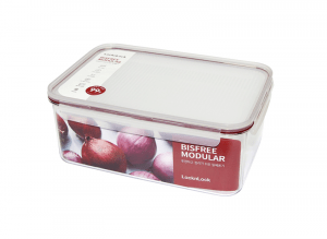 LBF407RED-Hộp bảo quản thực phẩm nhựa Bisfree Modular-LOCK&LOCK-3.5L-trong suốt- silicone màu đỏ