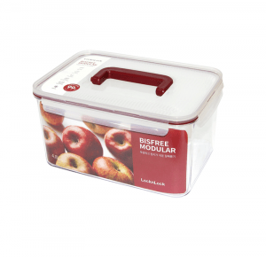 LBF408HRED-Hộp bảo quản thực phẩm nhựa Bisfree Modular-LOCK&LOCK-4.8L-trong suốt-Silicone màu đỏ