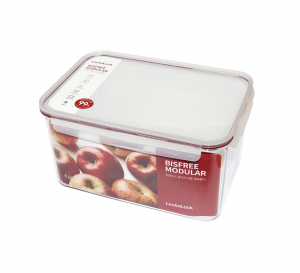 LBF408RED-Hộp bảo quản thực phẩm nhựa Bisfree Modular-LOCK&LOCK-4.8L-trong suốt-Silicone màu đỏ