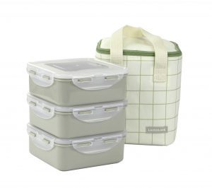 LCB856KG – Bộ hộp đựng cơm Lock&Lock ( HPL856*2, HPL856C*1) – Kẻ caro – Màu xanh