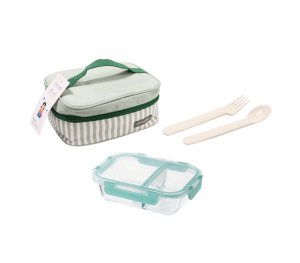 LLG456S1 Bo hop thuy tinh chia 2 ngan Lock Lock 600ml gom tui muong nia Mau Mint 1