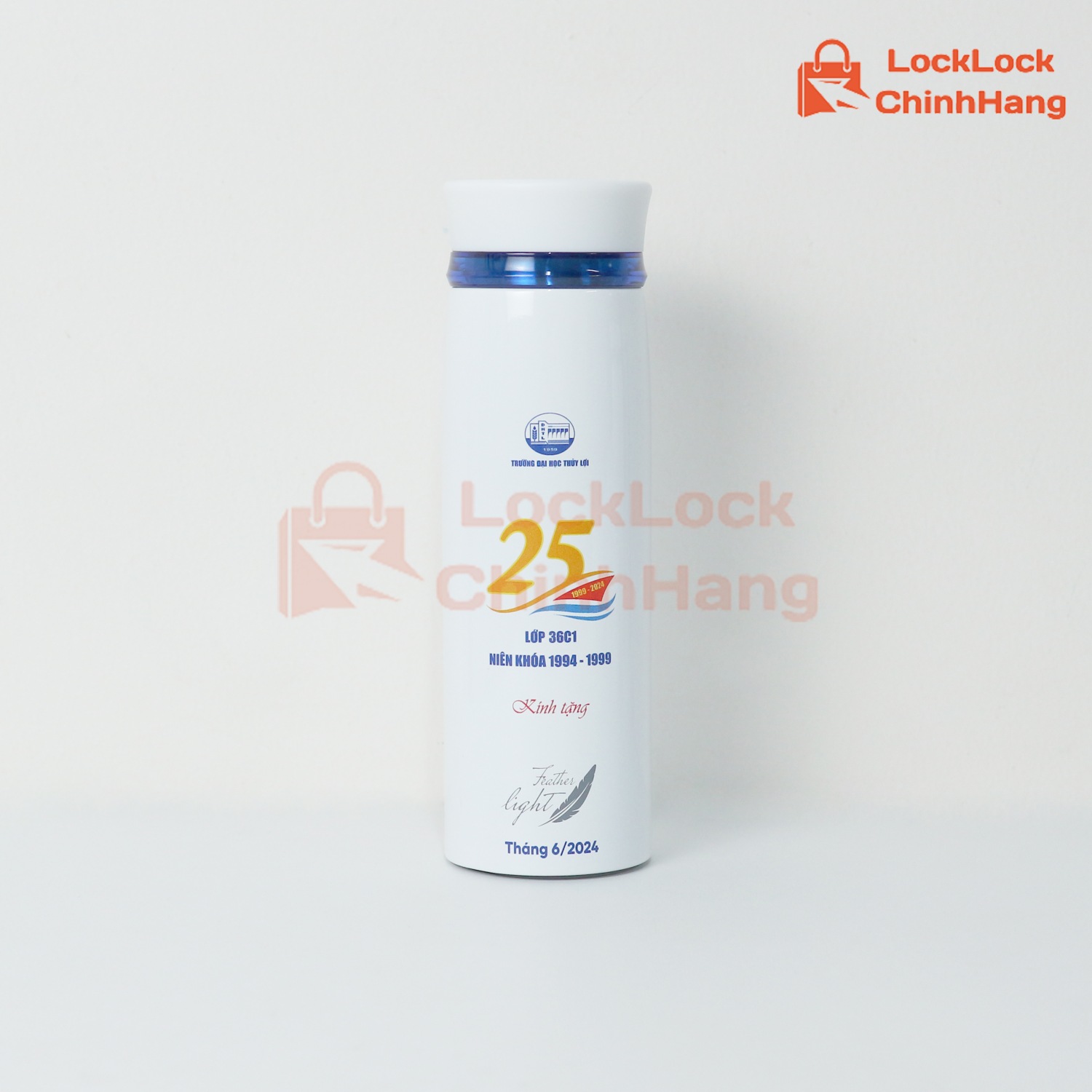 Bình nước giữ nhiệt Lock and Lock in logo kỷ niệm 25 năm ra trường