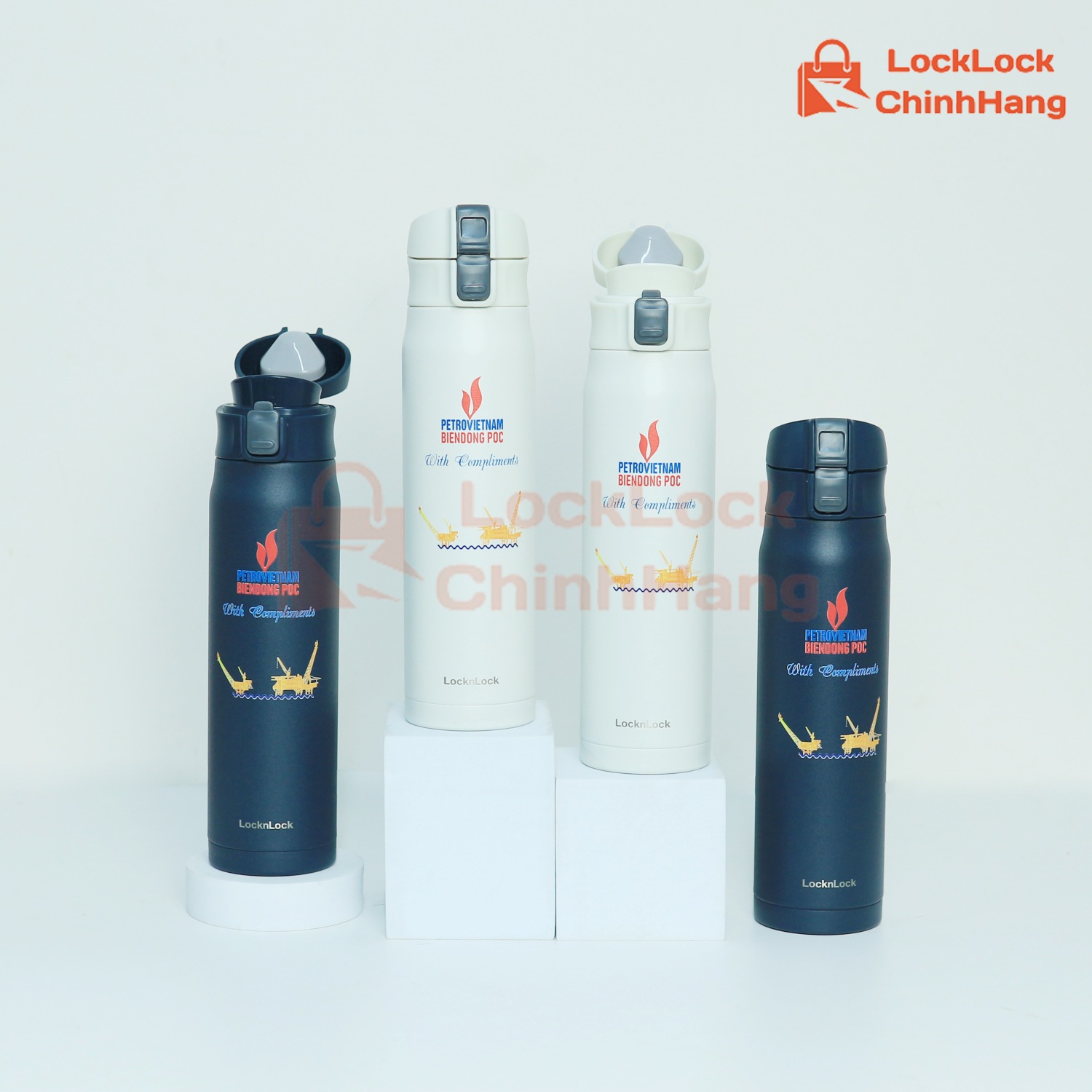 In logo công ty Petro Vietnam lên bình nước giữ nhiệt LocknLock