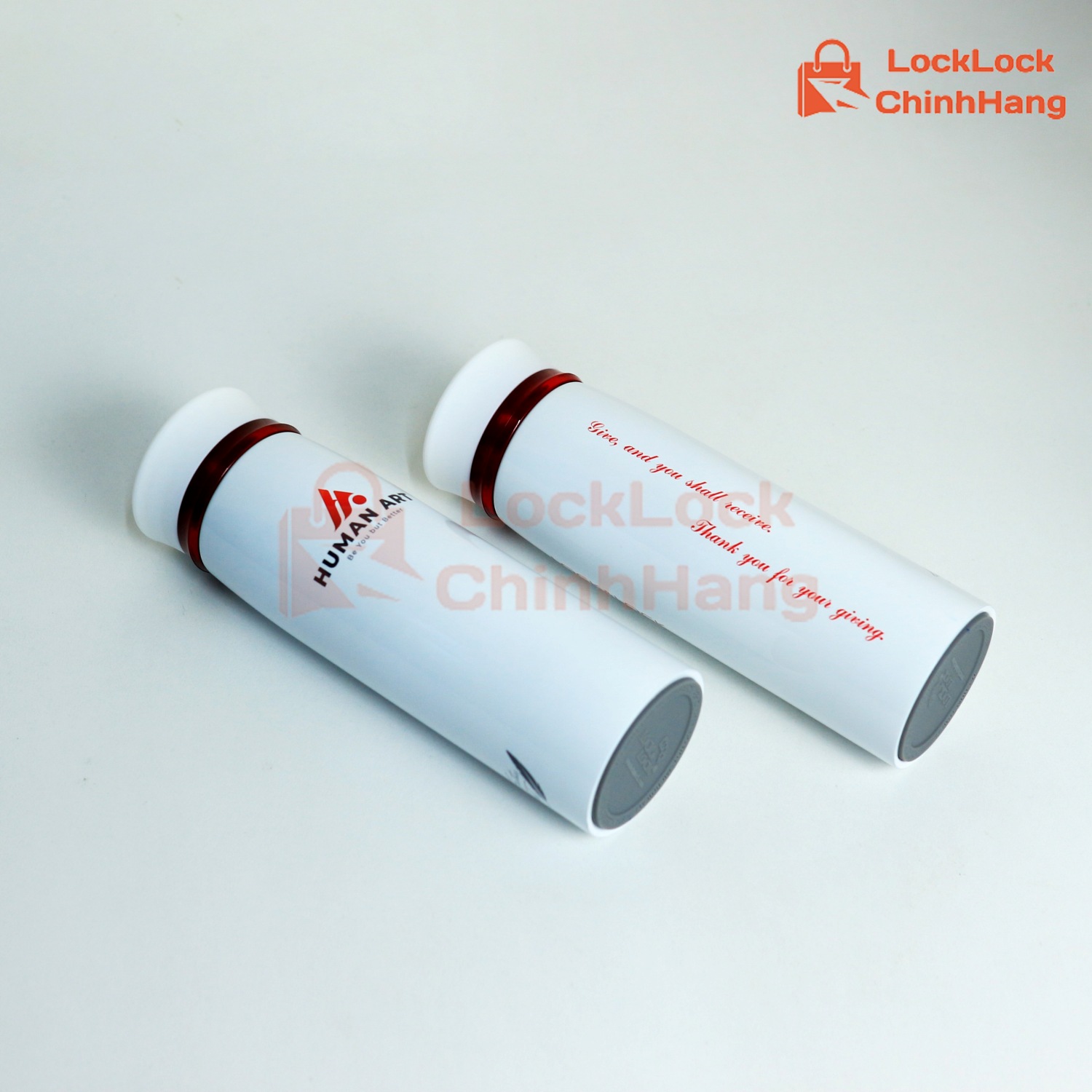 In ấn logo và slogan của Human Art trên bình